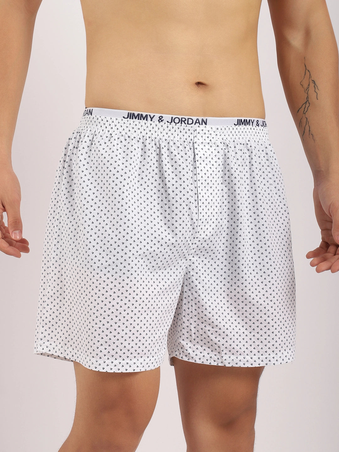 Ace Of Night White Print Boxer