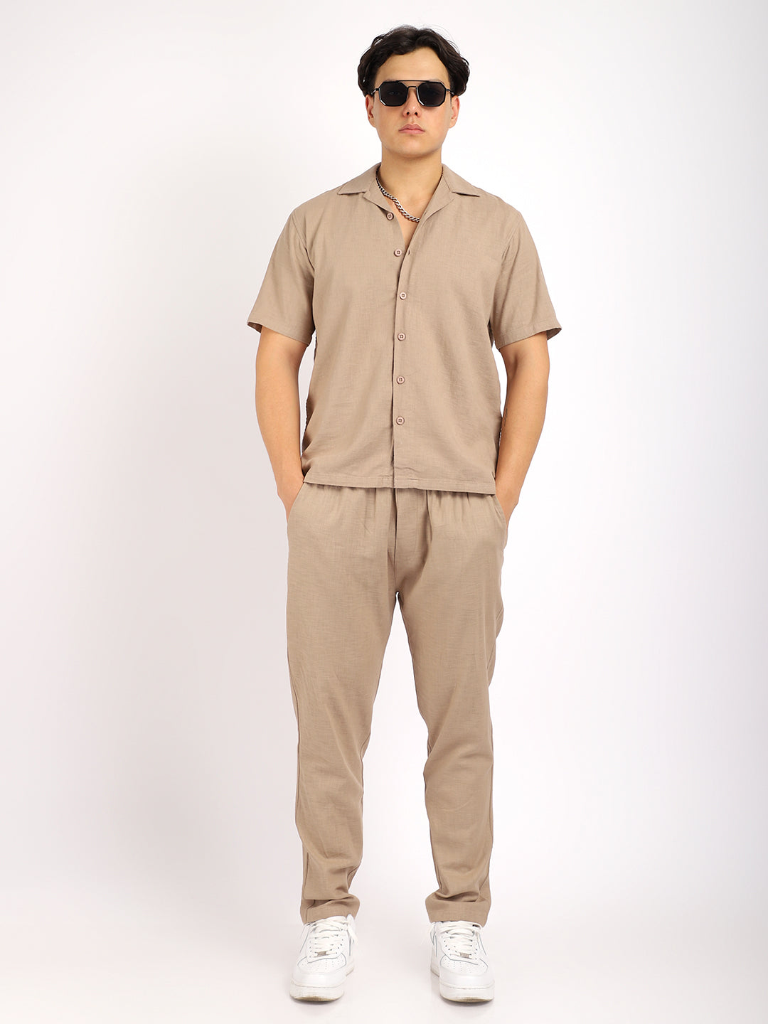 Linen Atlant Camel Brown Co-Ord Set