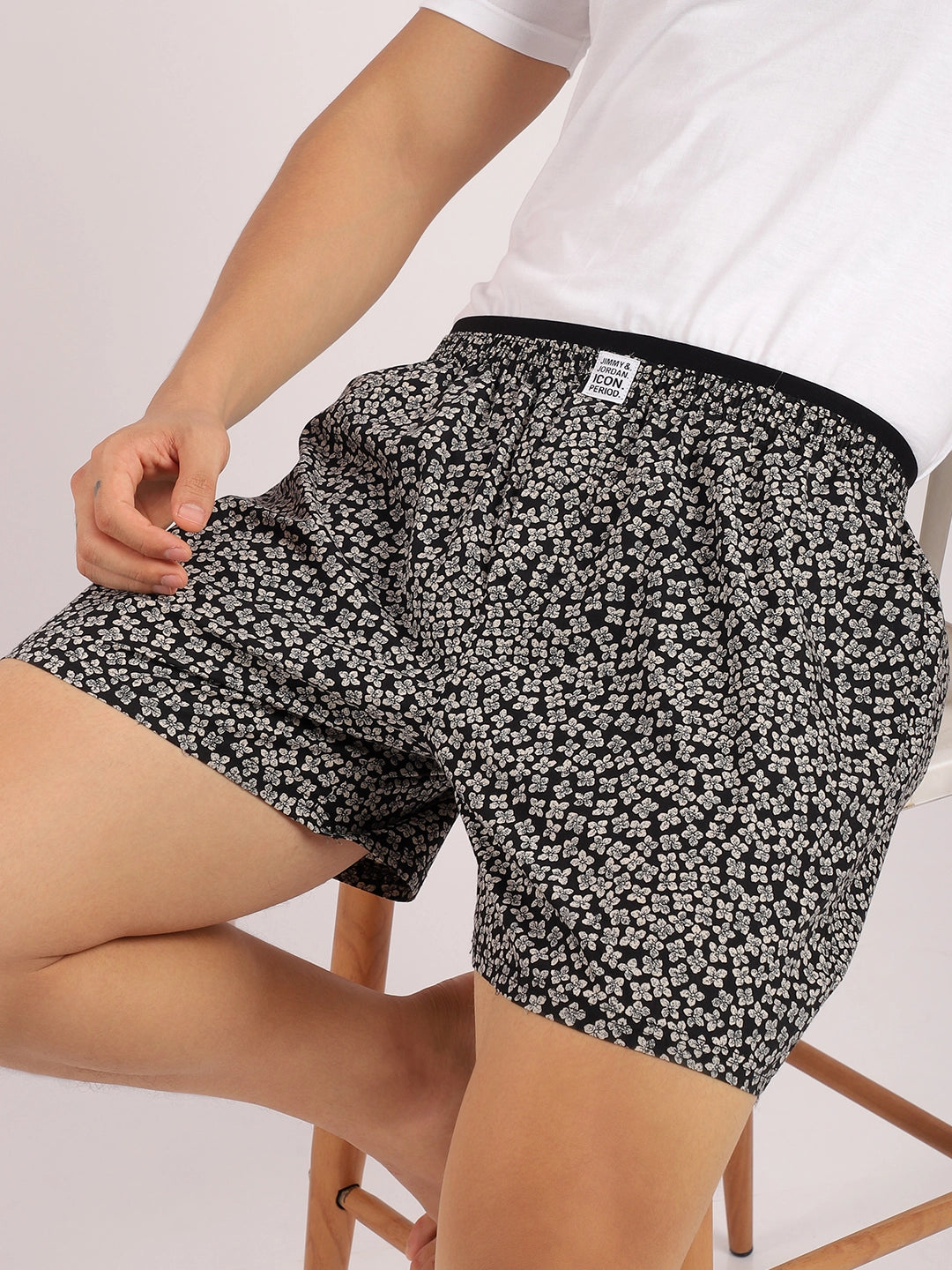 Flower Black Print Boxer