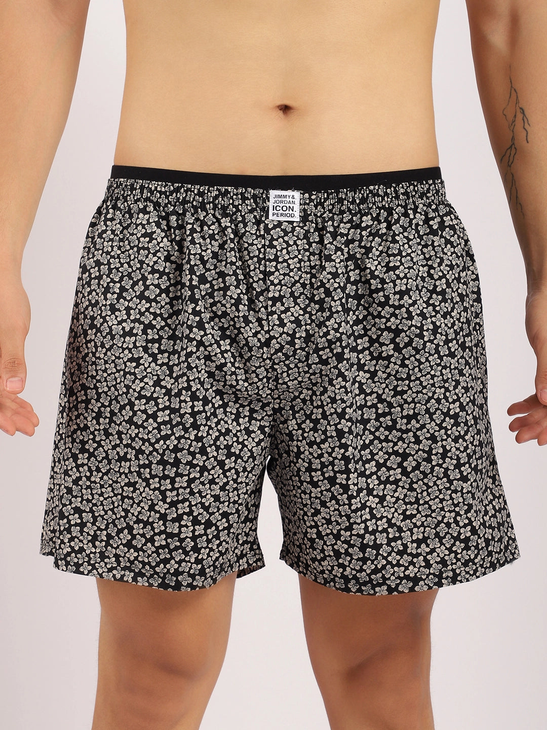 Flower Black Print Boxer