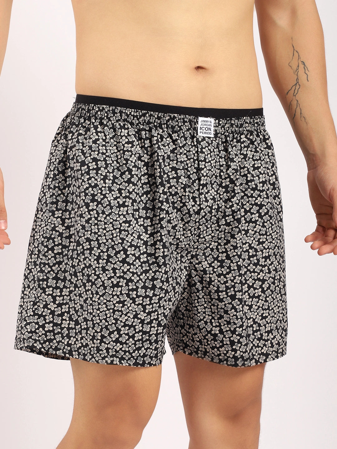 Flower Black Print Boxer