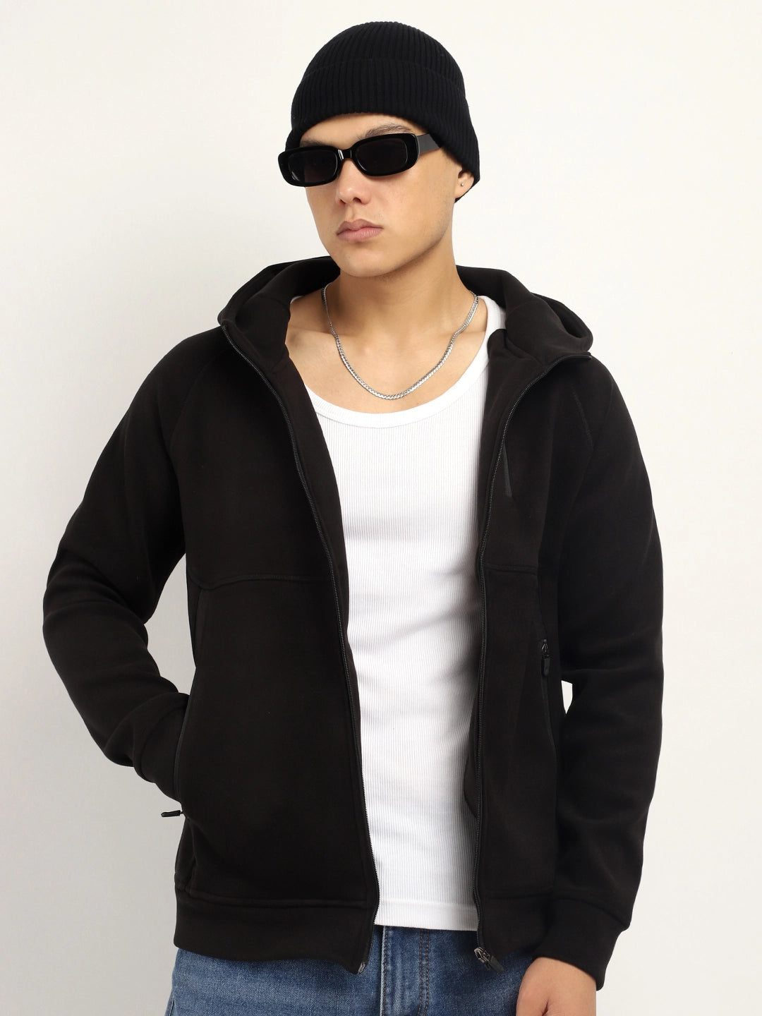 Black Velvet Zipper Hoodie