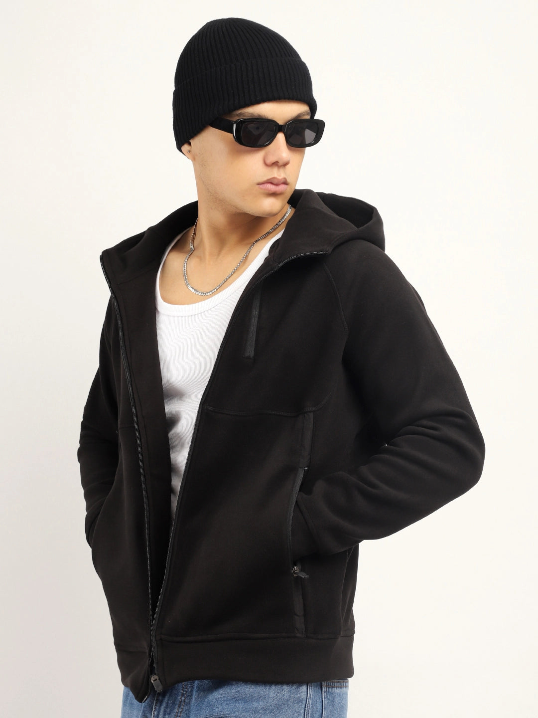 Black Velvet Zipper Hoodie