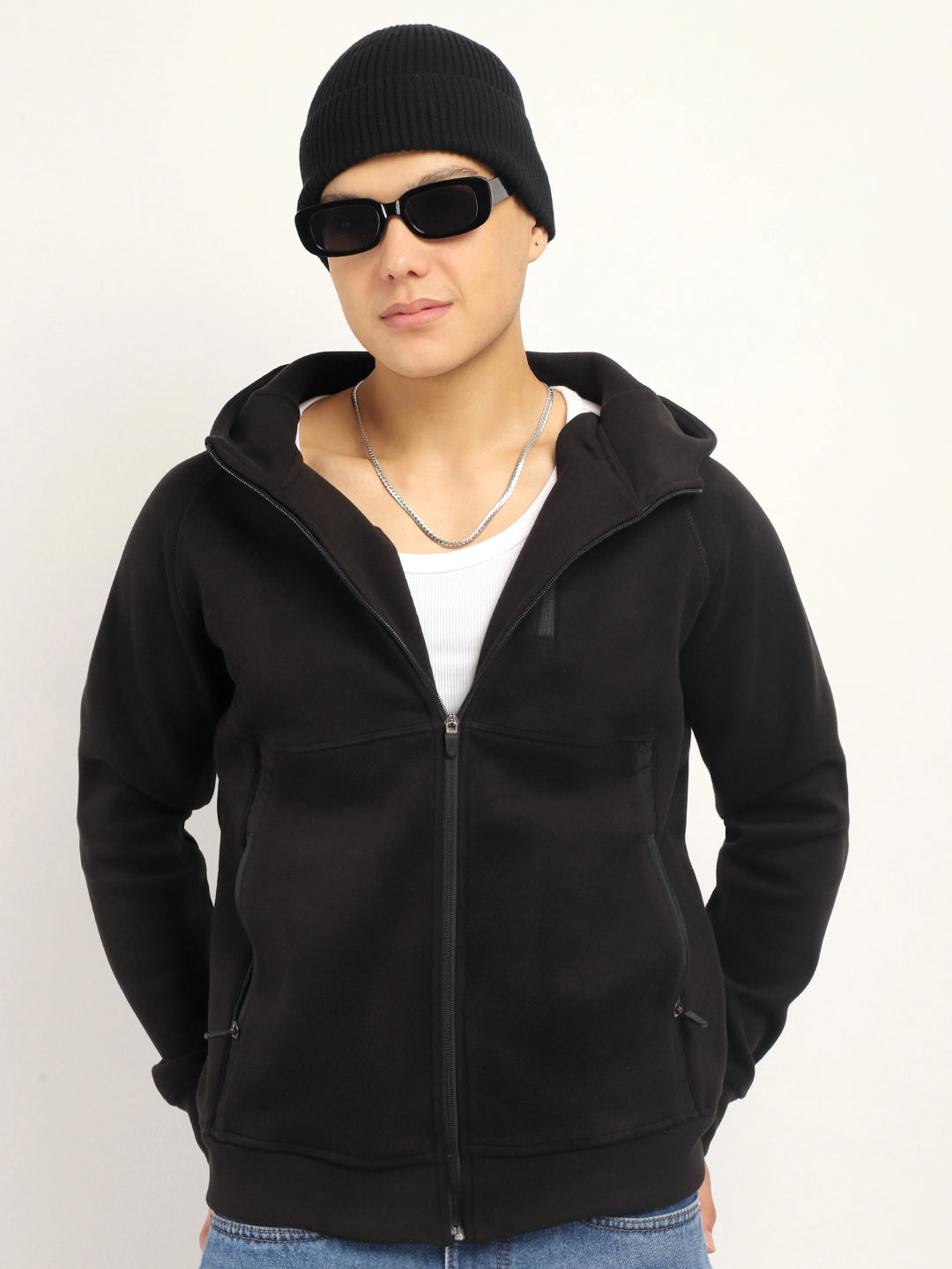 Black Velvet Zipper Hoodie