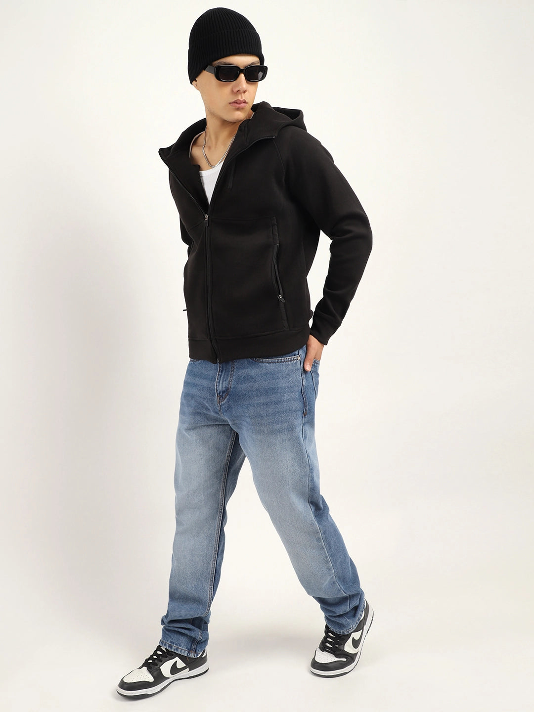 Black Velvet Zipper Hoodie