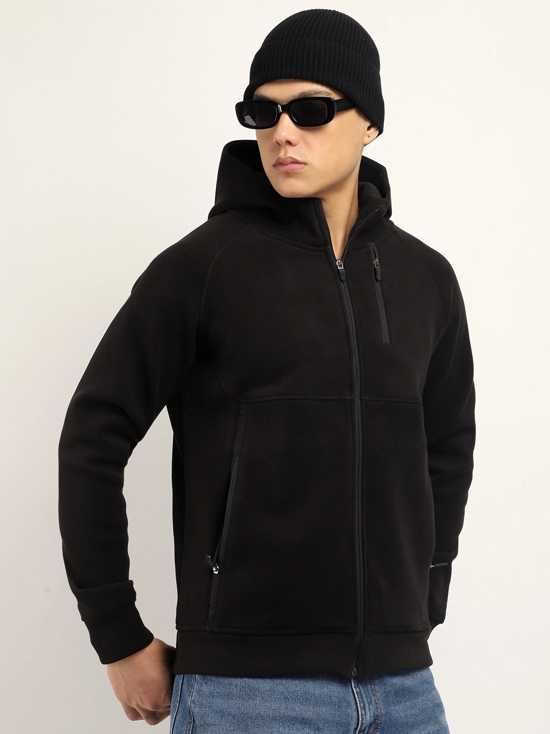 Black Velvet Zipper Hoodie