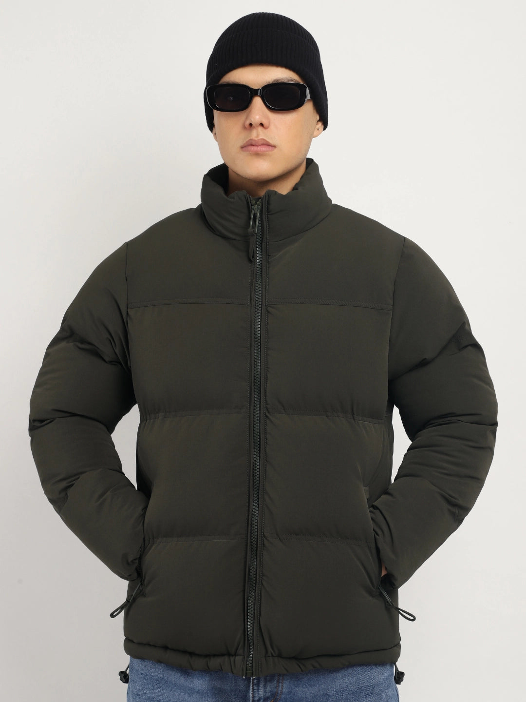 Oxford Street Style Dark Olive Green Puffer Jacket