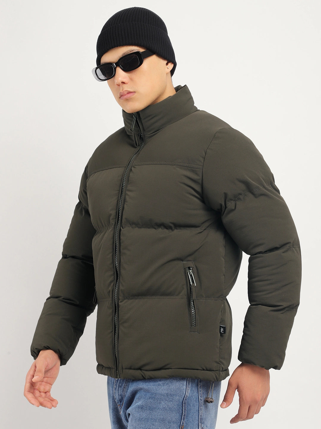 Oxford Street Style Dark Olive Green Puffer Jacket
