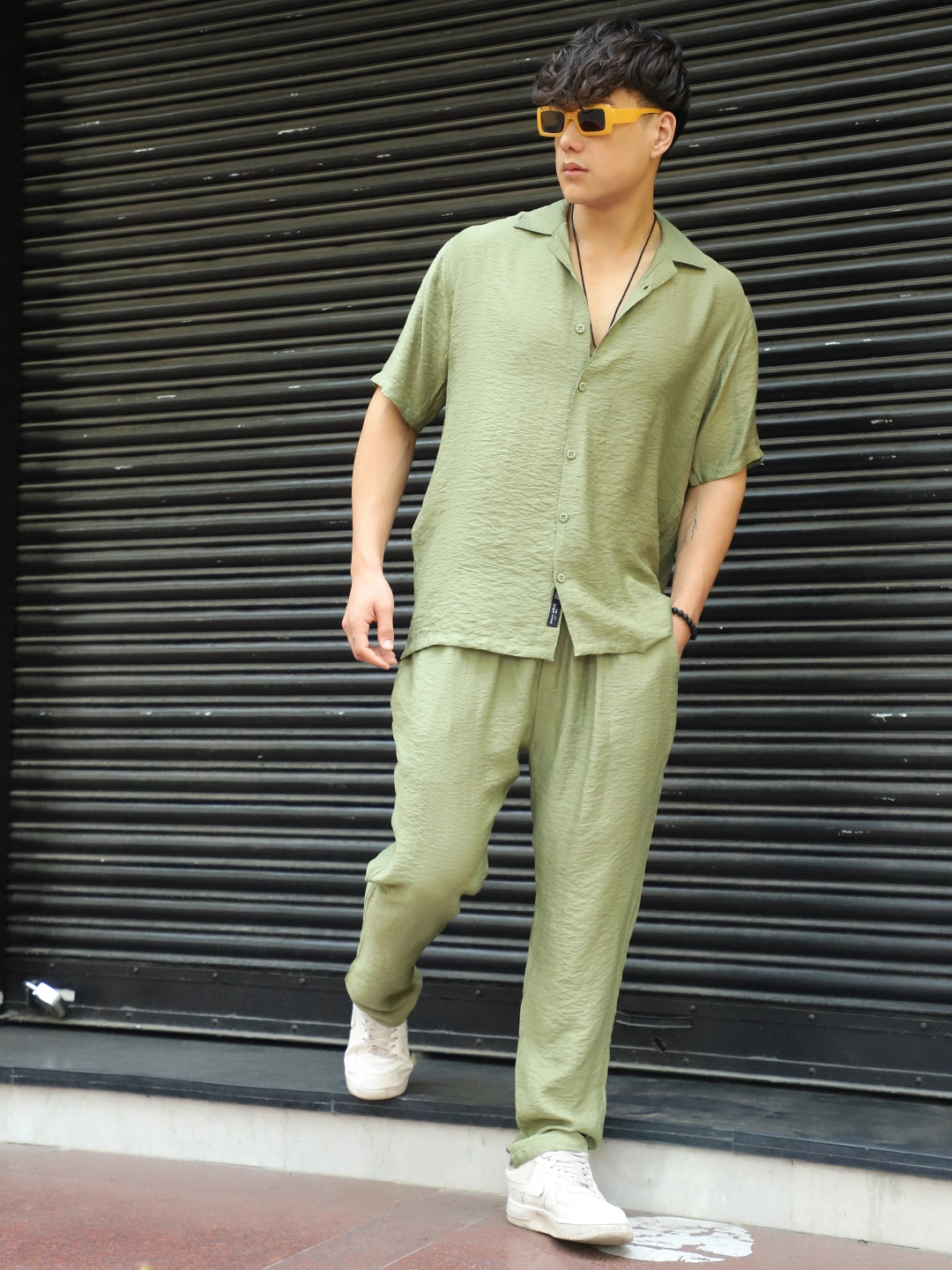 Linen Atlantica Grass Green Co-Ord Set