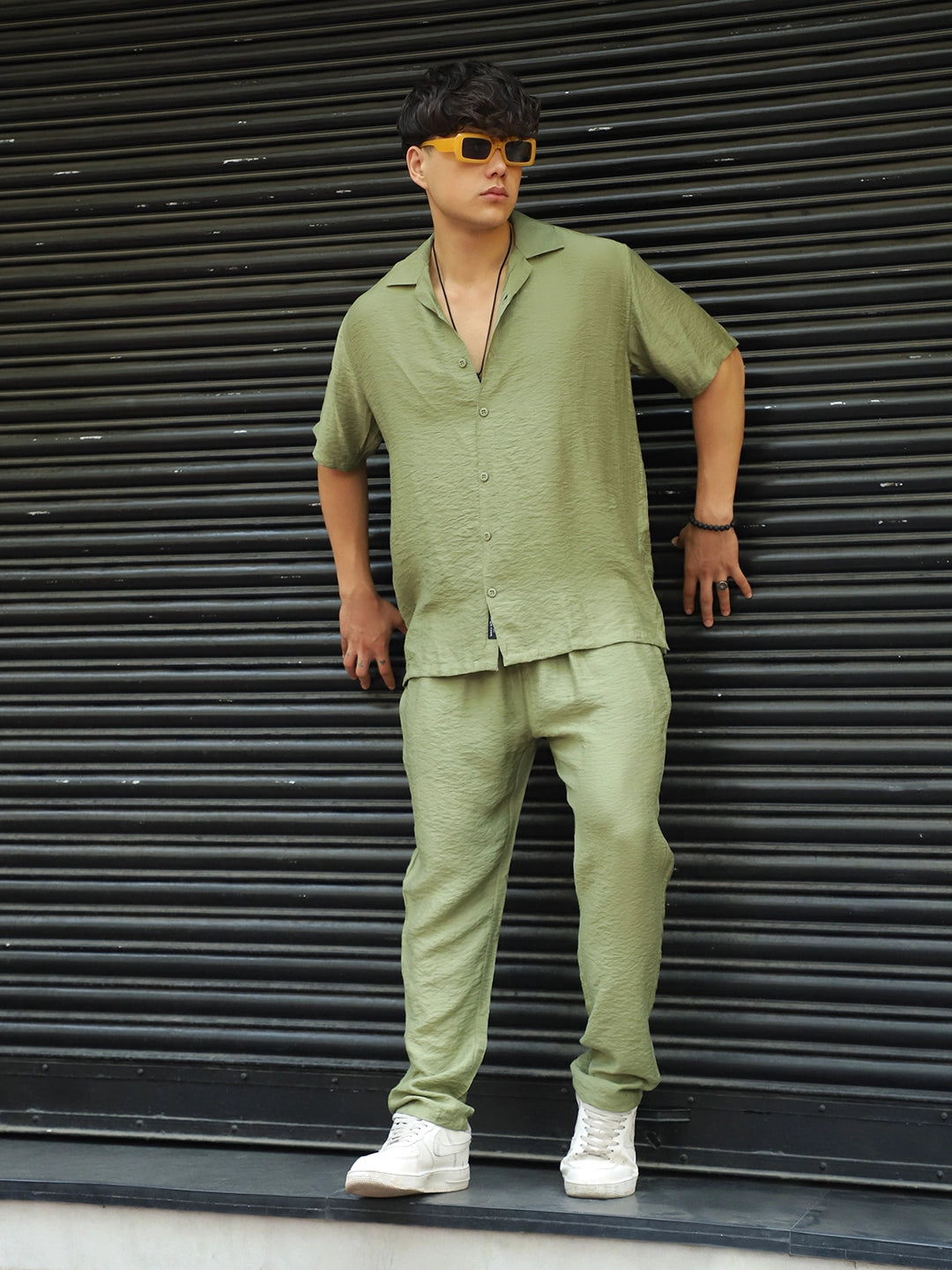 Linen Atlantica Grass Green Co-Ord Set