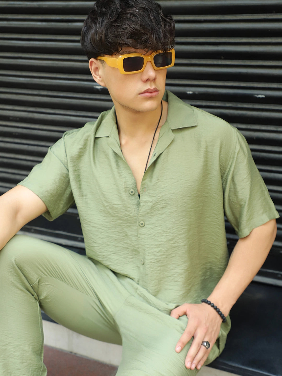 Linen Atlantica Grass Green Co-Ord Set