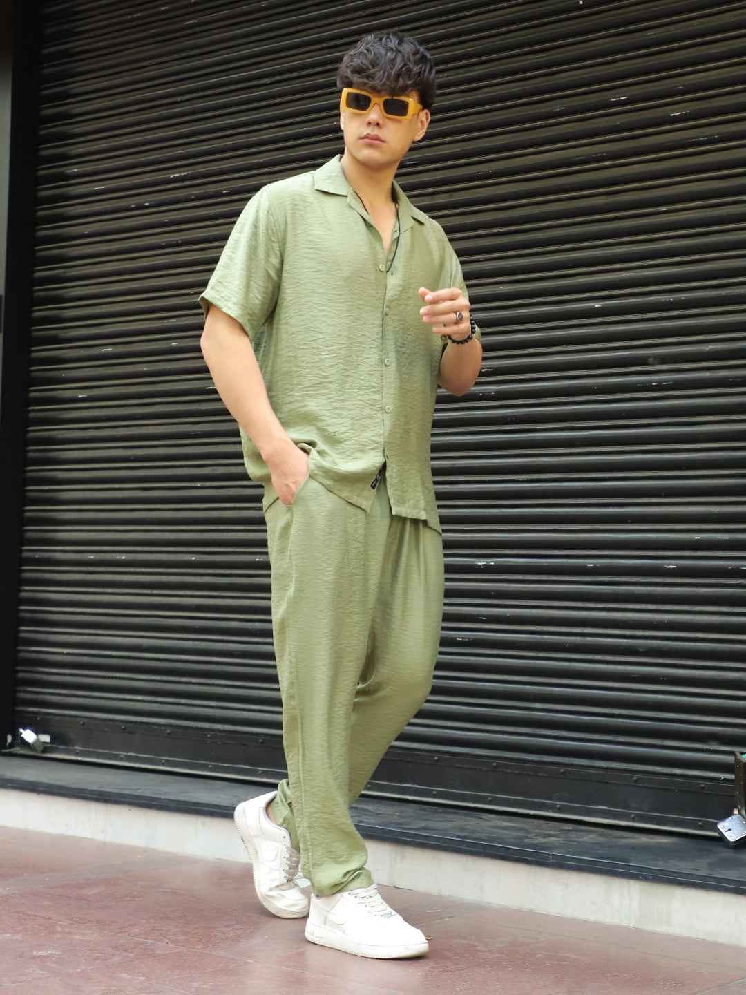 Linen Atlantica Grass Green Co-Ord Set