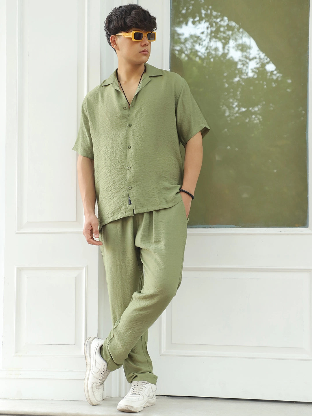 Linen Atlantica Grass Green Co-Ord Set