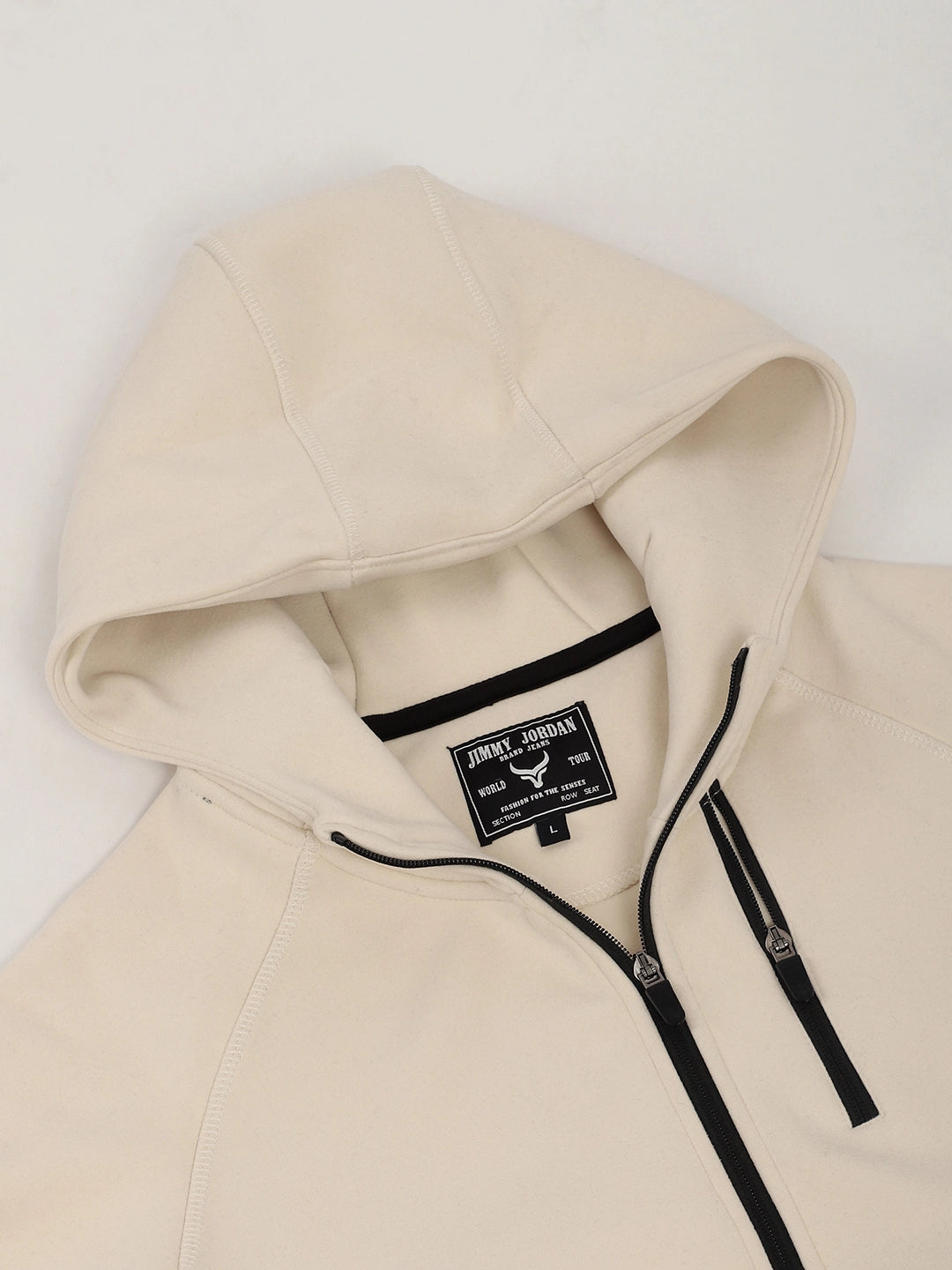 Beige Zipper Hoodie Men