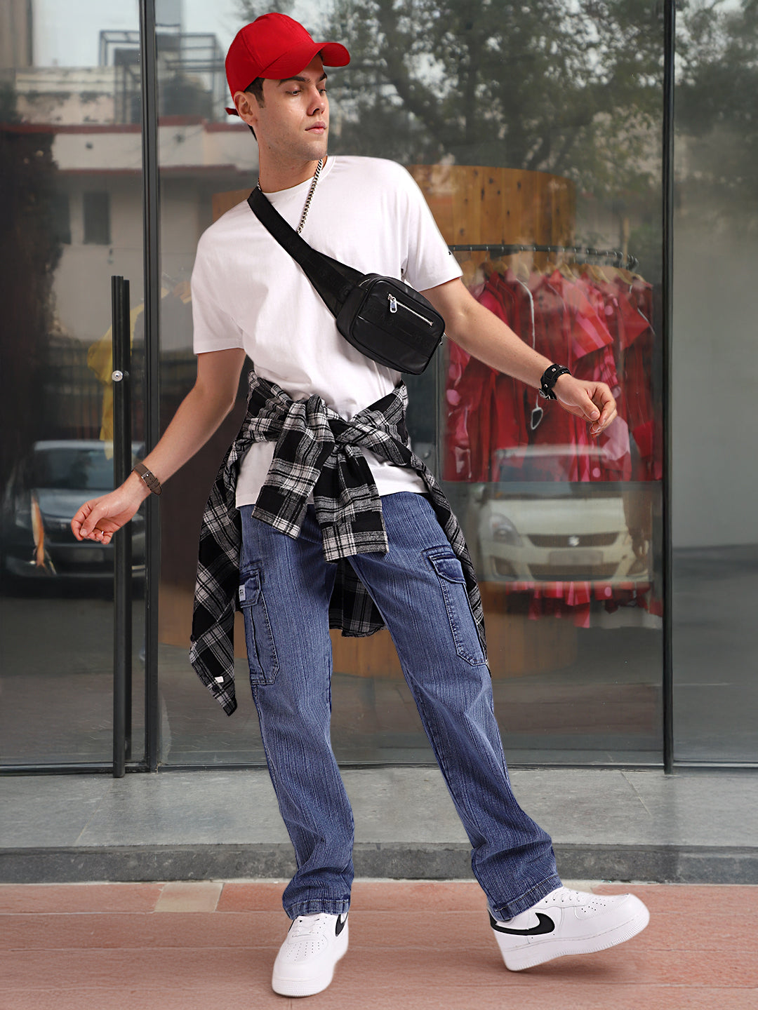 Caventor Blue Berry Blue Baggy Fit Denim Cargo