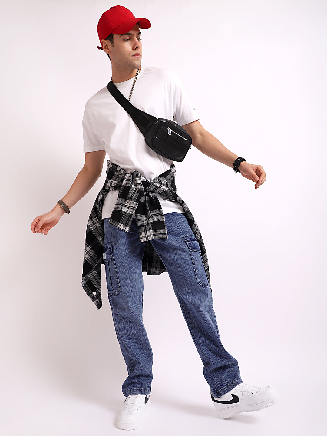 Caventor Blue Berry Blue Baggy Fit Denim Cargo