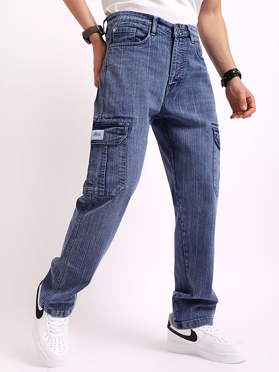 Caventor Blue Berry Blue Baggy Fit Denim Cargo
