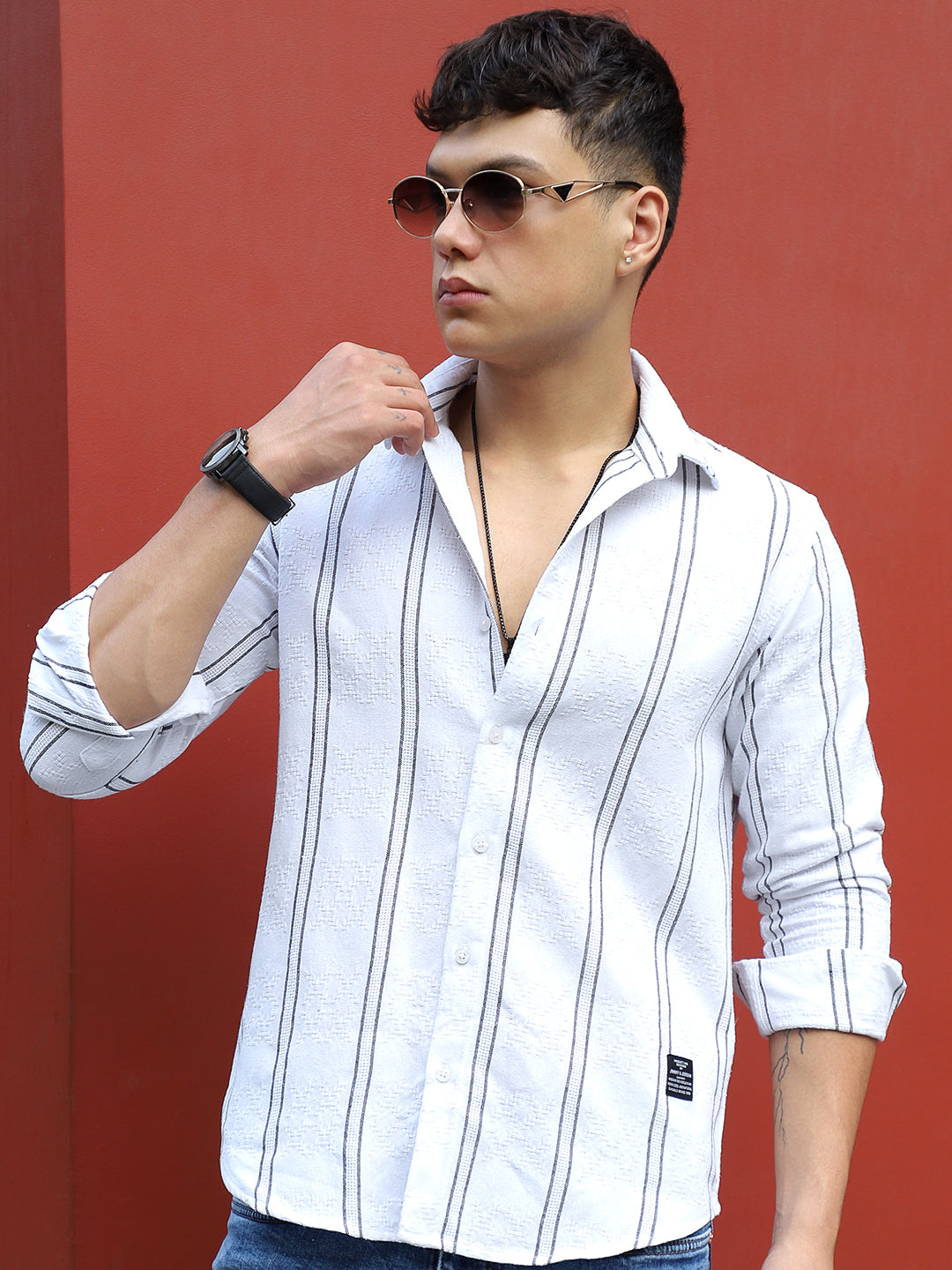 Luca Linen White Stripe Shirt