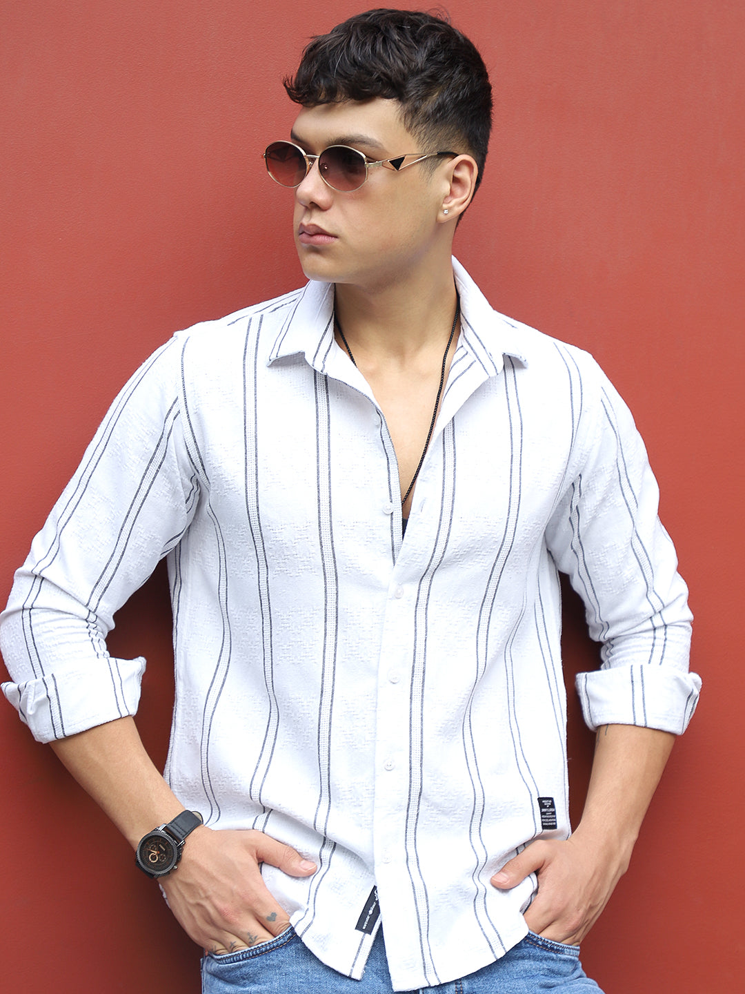 Luca Linen White Stripe Shirt