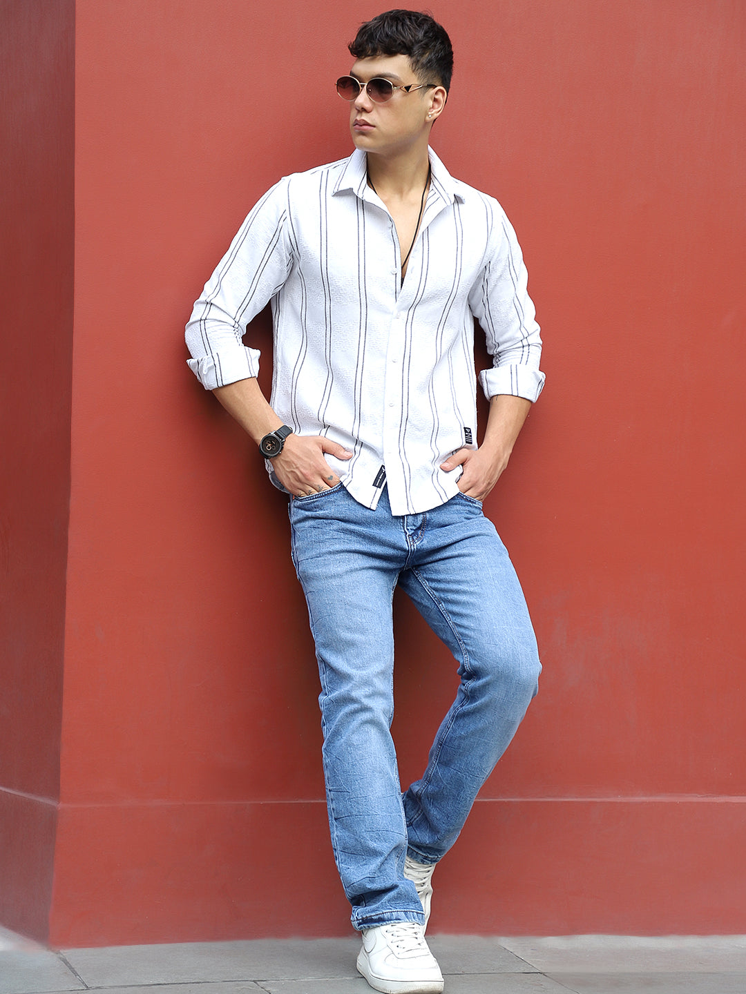 Luca Linen White Stripe Shirt