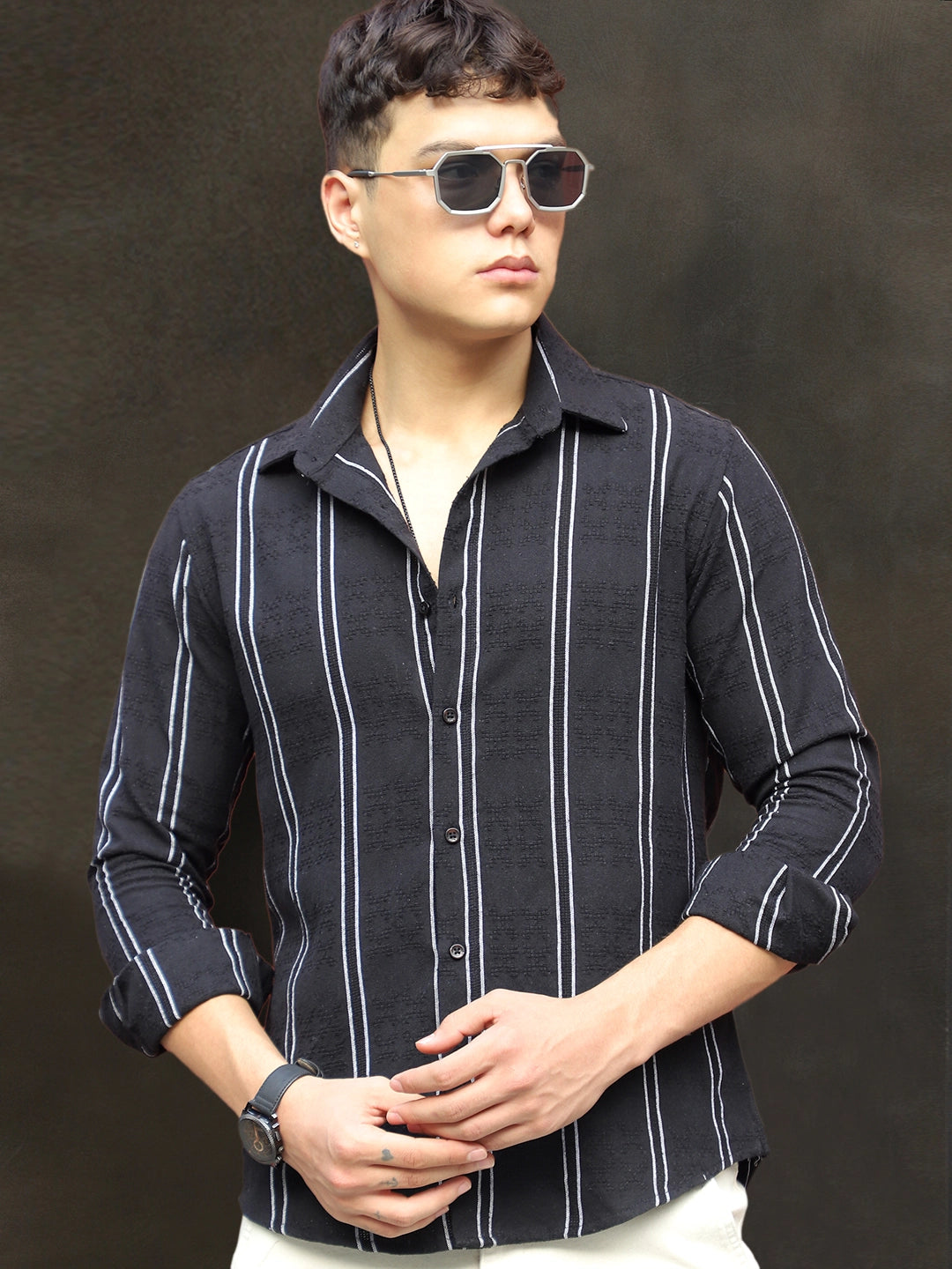 Luca Linen Black Stripe Shirt