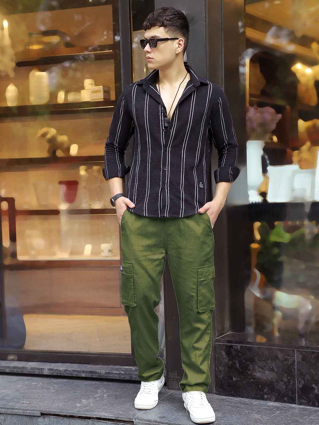 Desert Moss Green Linen Cargo