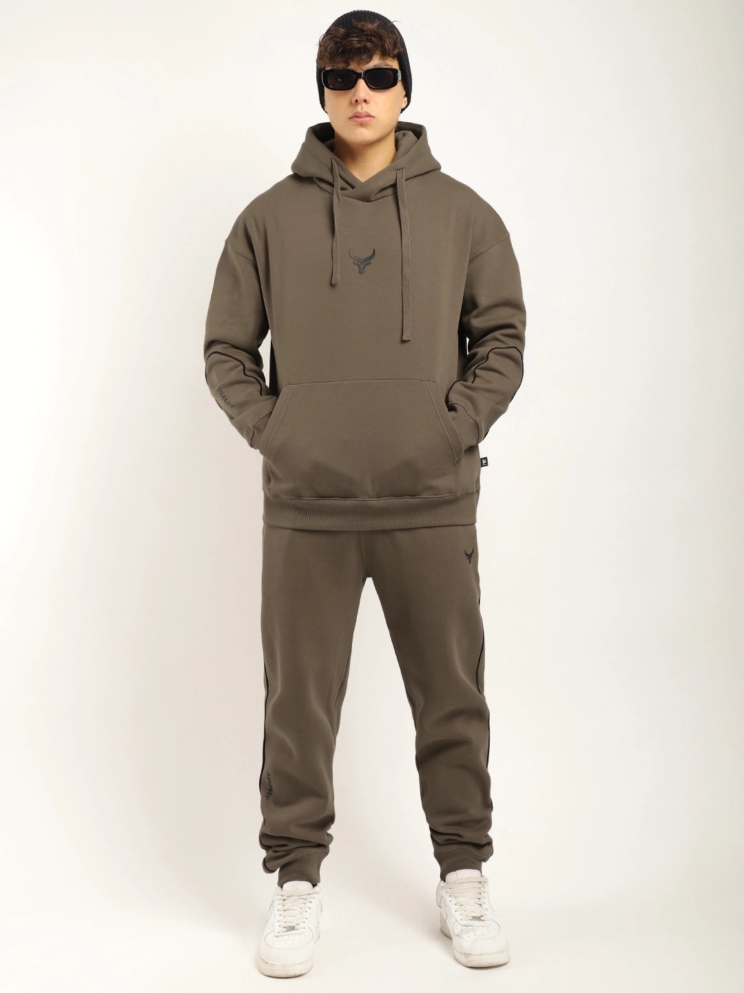 Men Fleece Brown Tracksuit