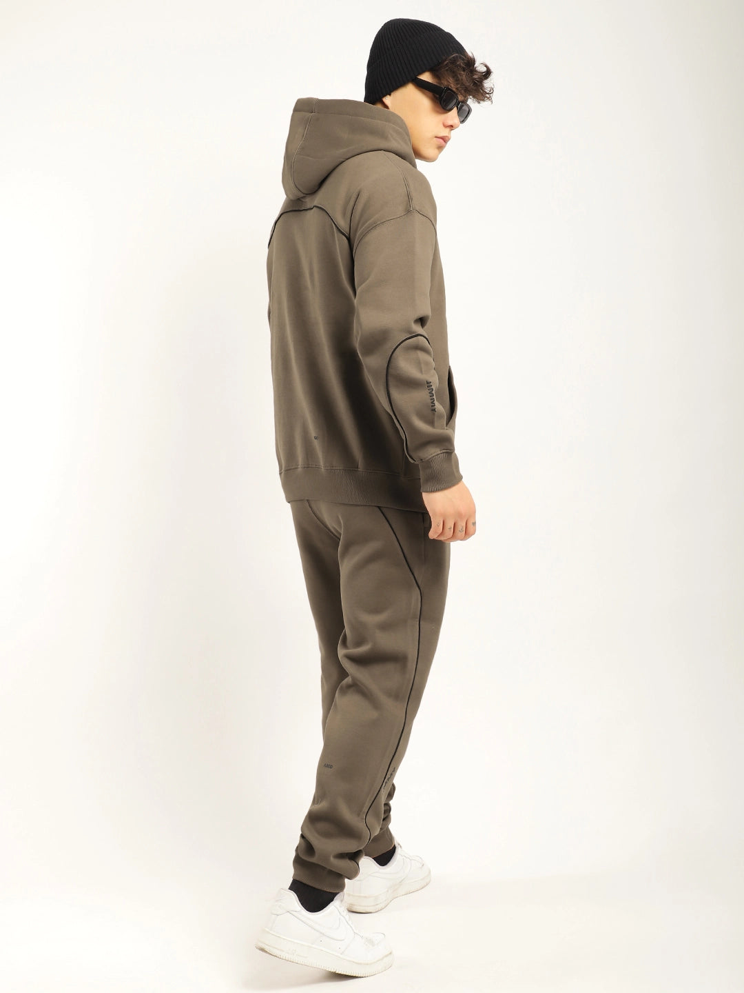 Men Fleece Brown Tracksuit