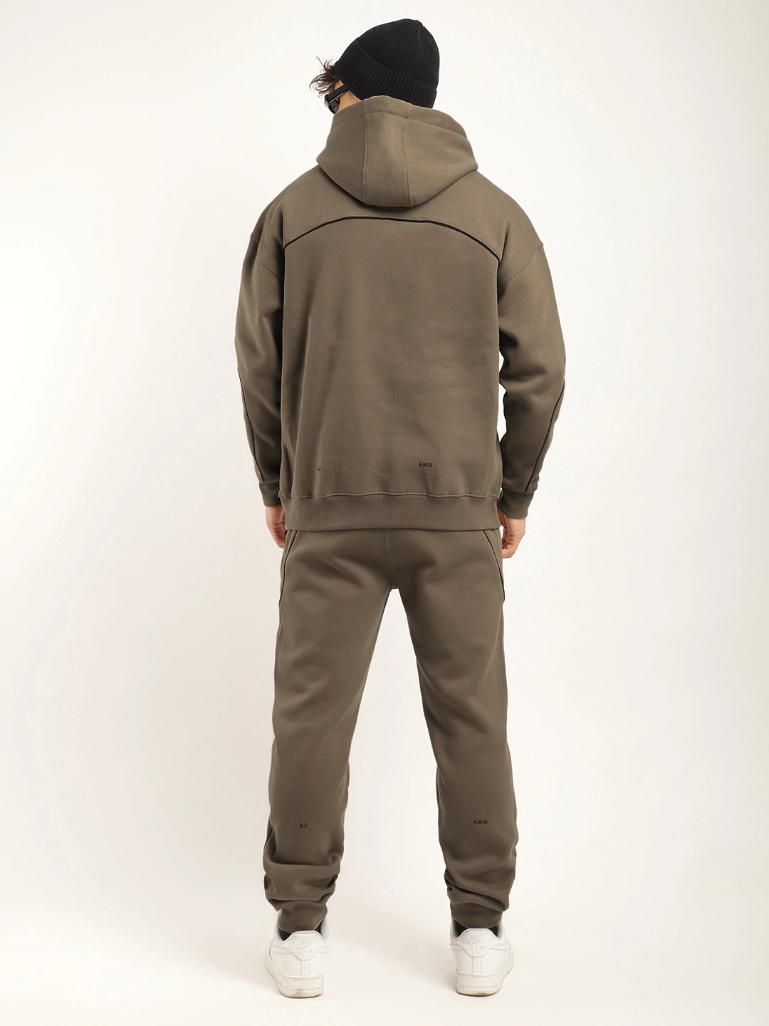 Men Fleece Brown Tracksuit