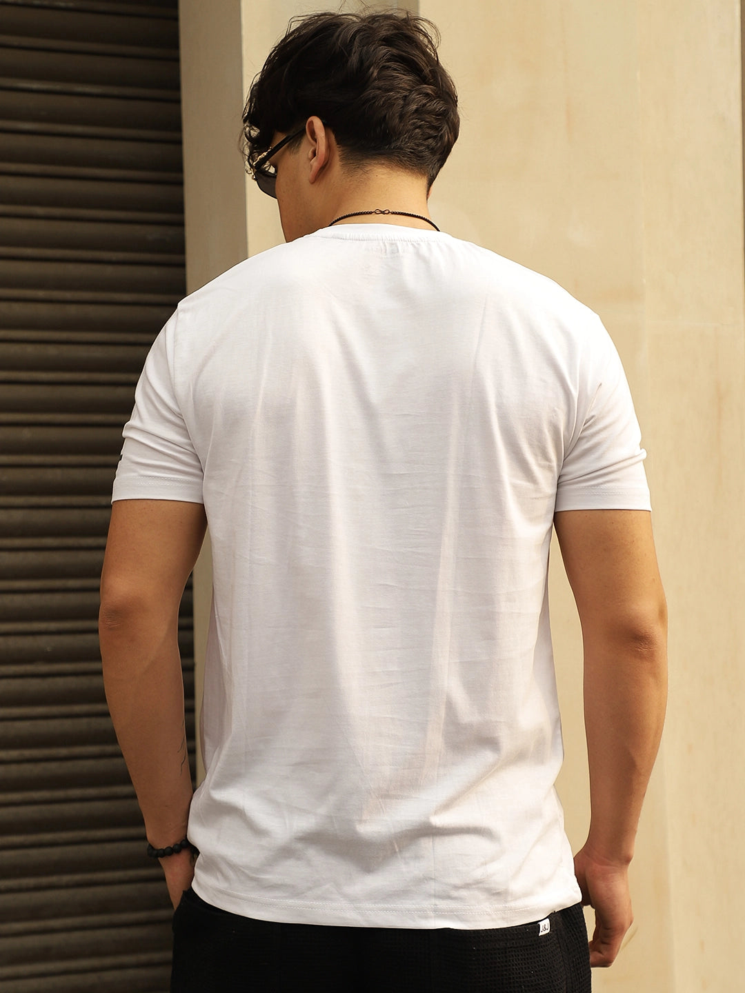 White Cotton Slim Fit T-Shirt