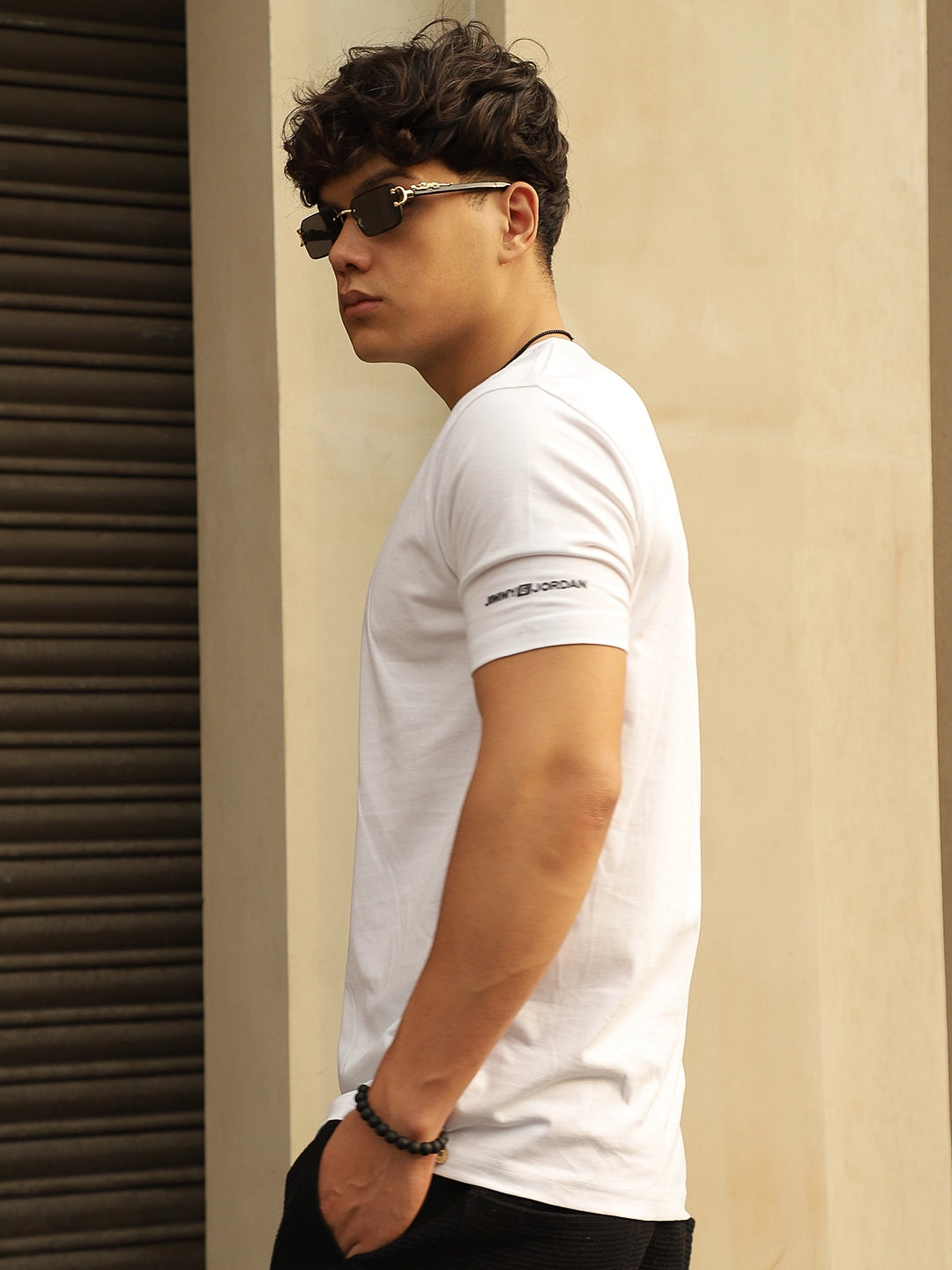 White Cotton Slim Fit T-Shirt