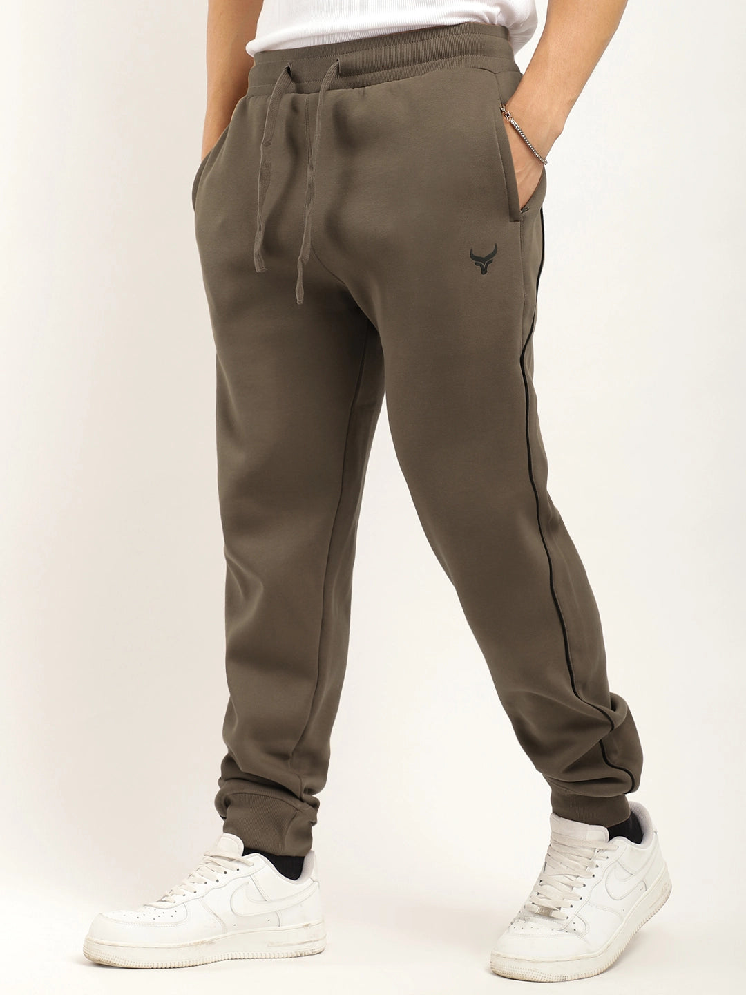 Men Fleece Brown Tracksuit