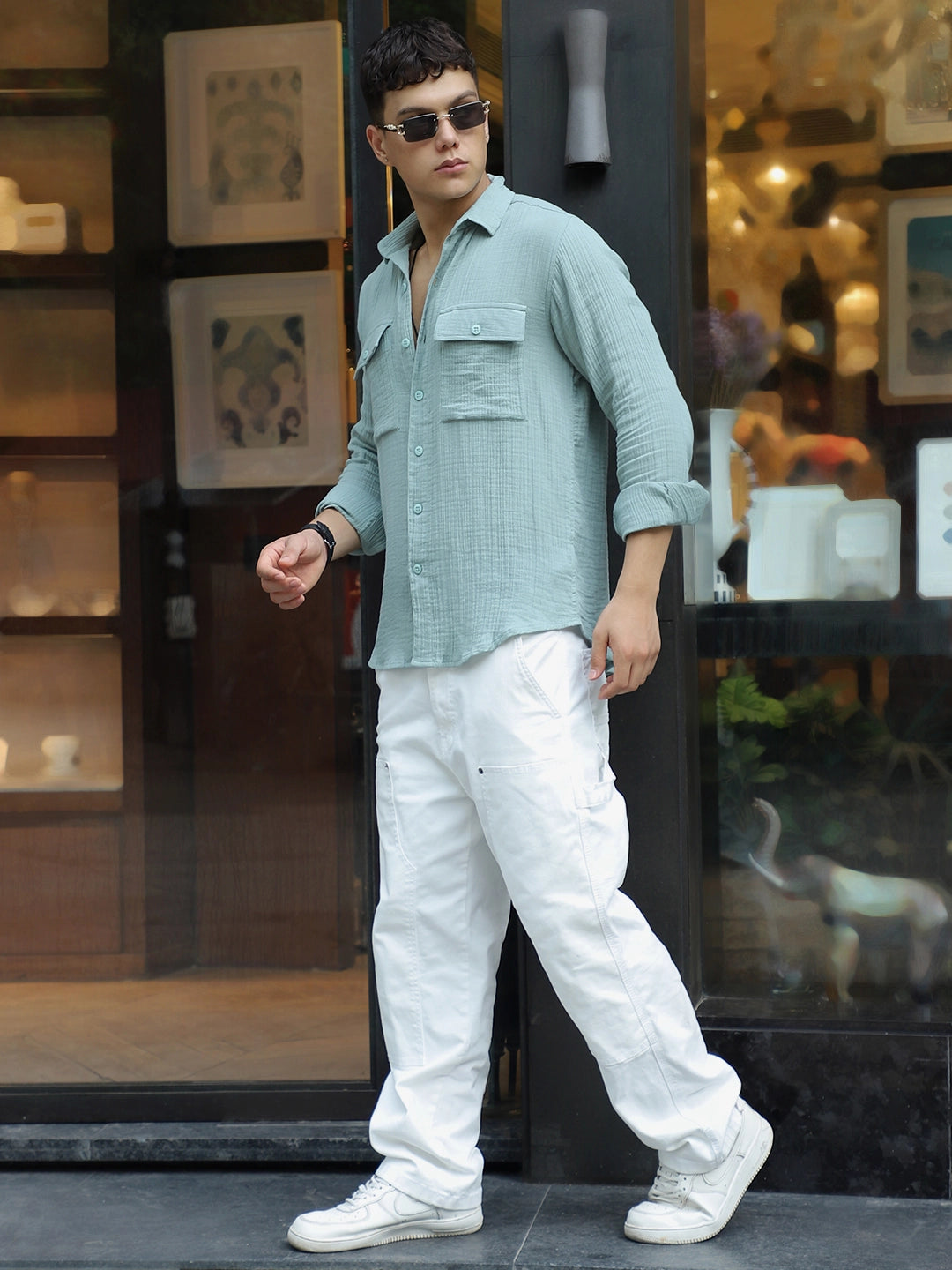 Vero Vibe Lucas Double Clothe Teal Green Shirt
