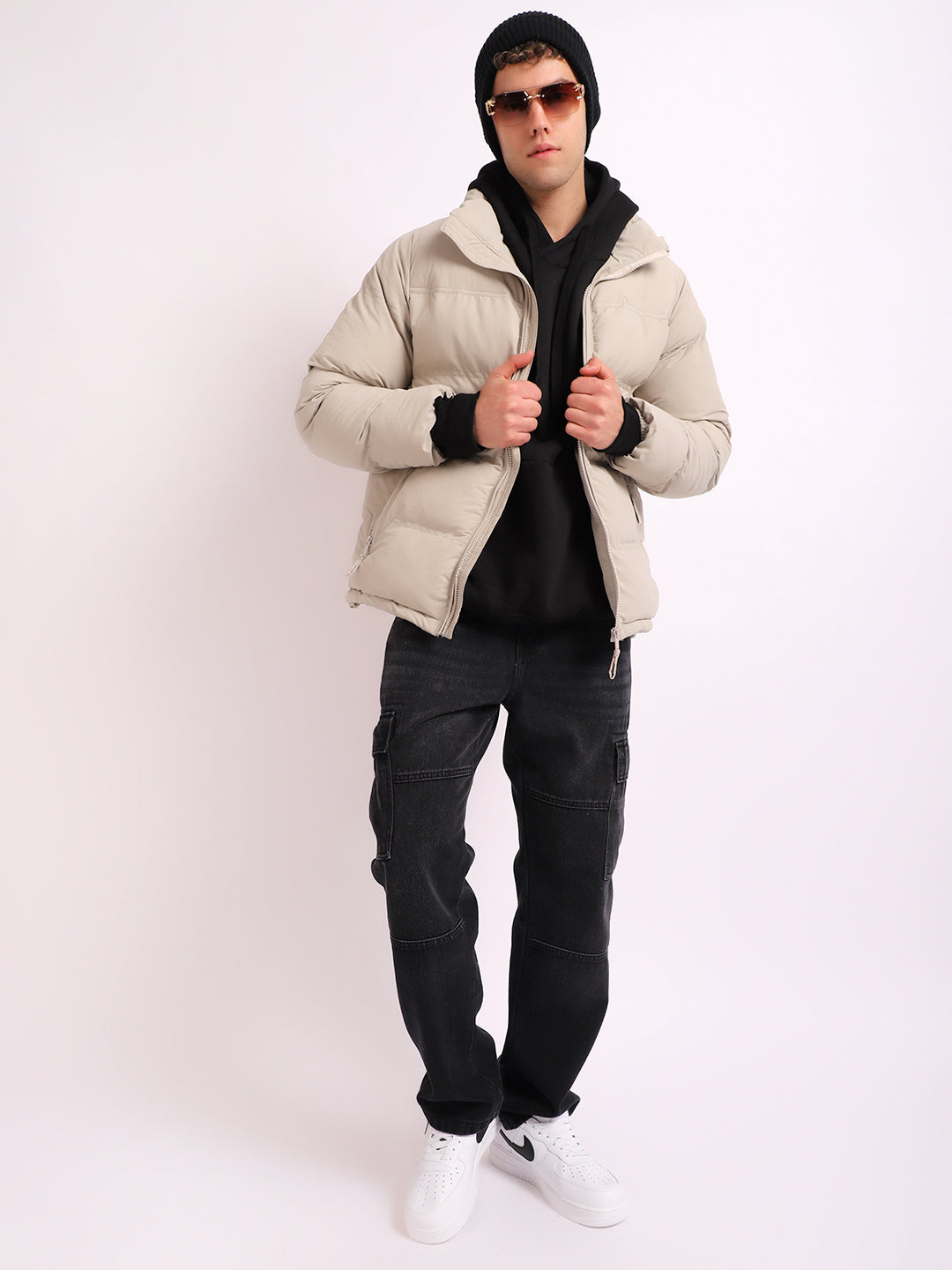 Northbound Beige Oversized Puffer Jacket
