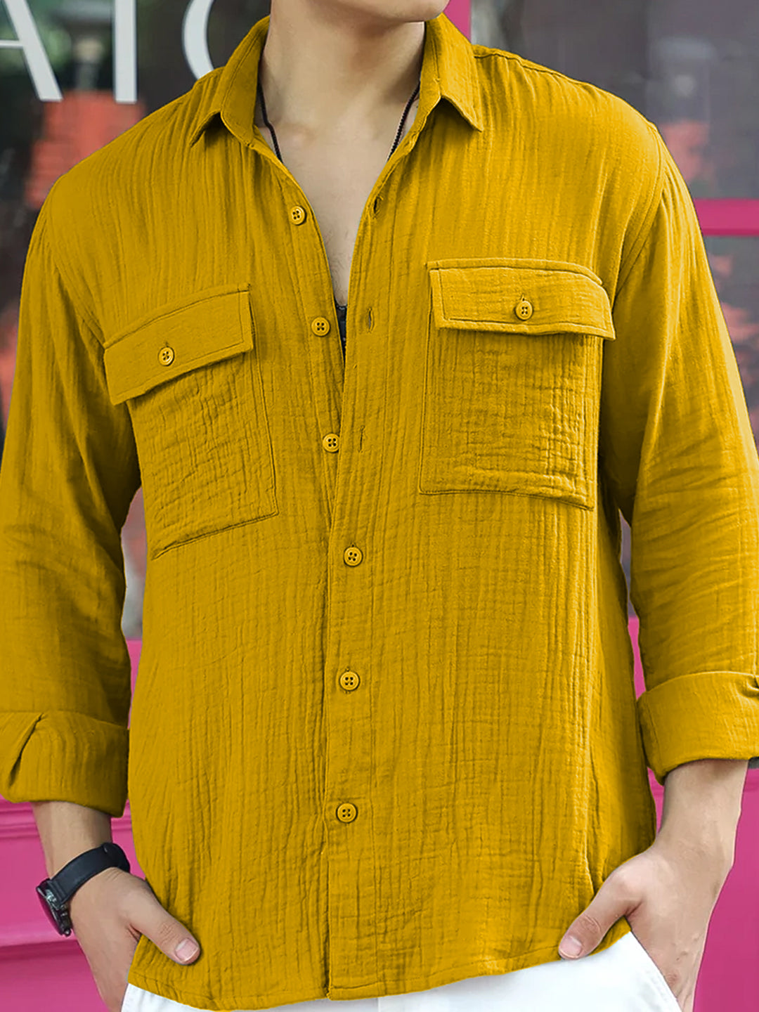 Vero Vibe Lucas Double Clothe Amber Shirt