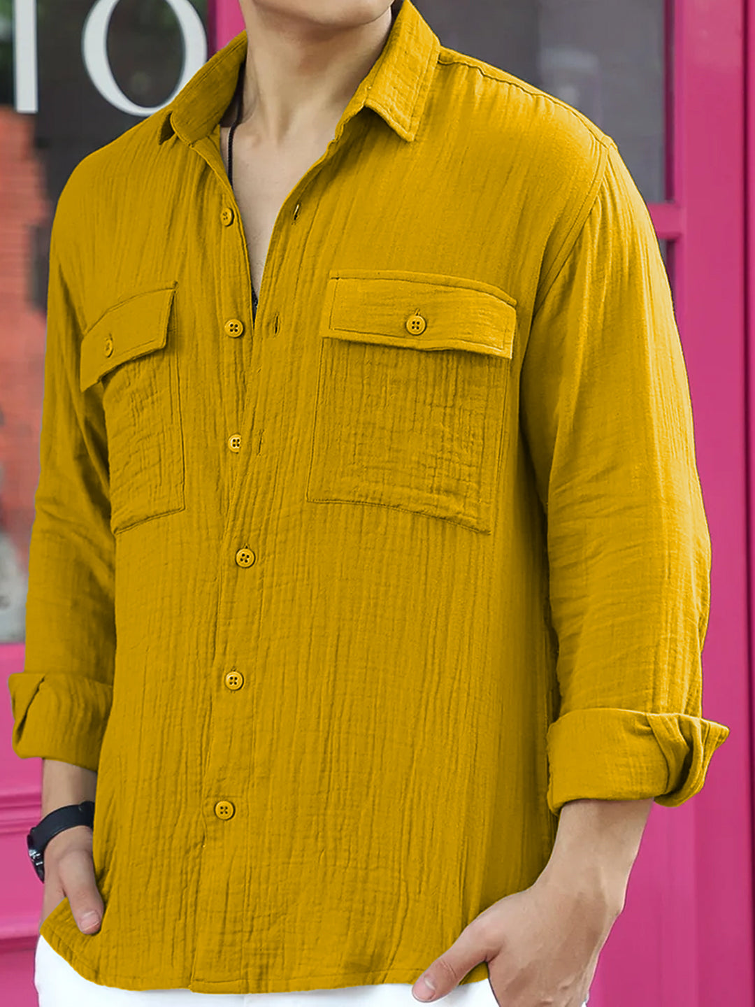 Vero Vibe Lucas Double Clothe Amber Shirt