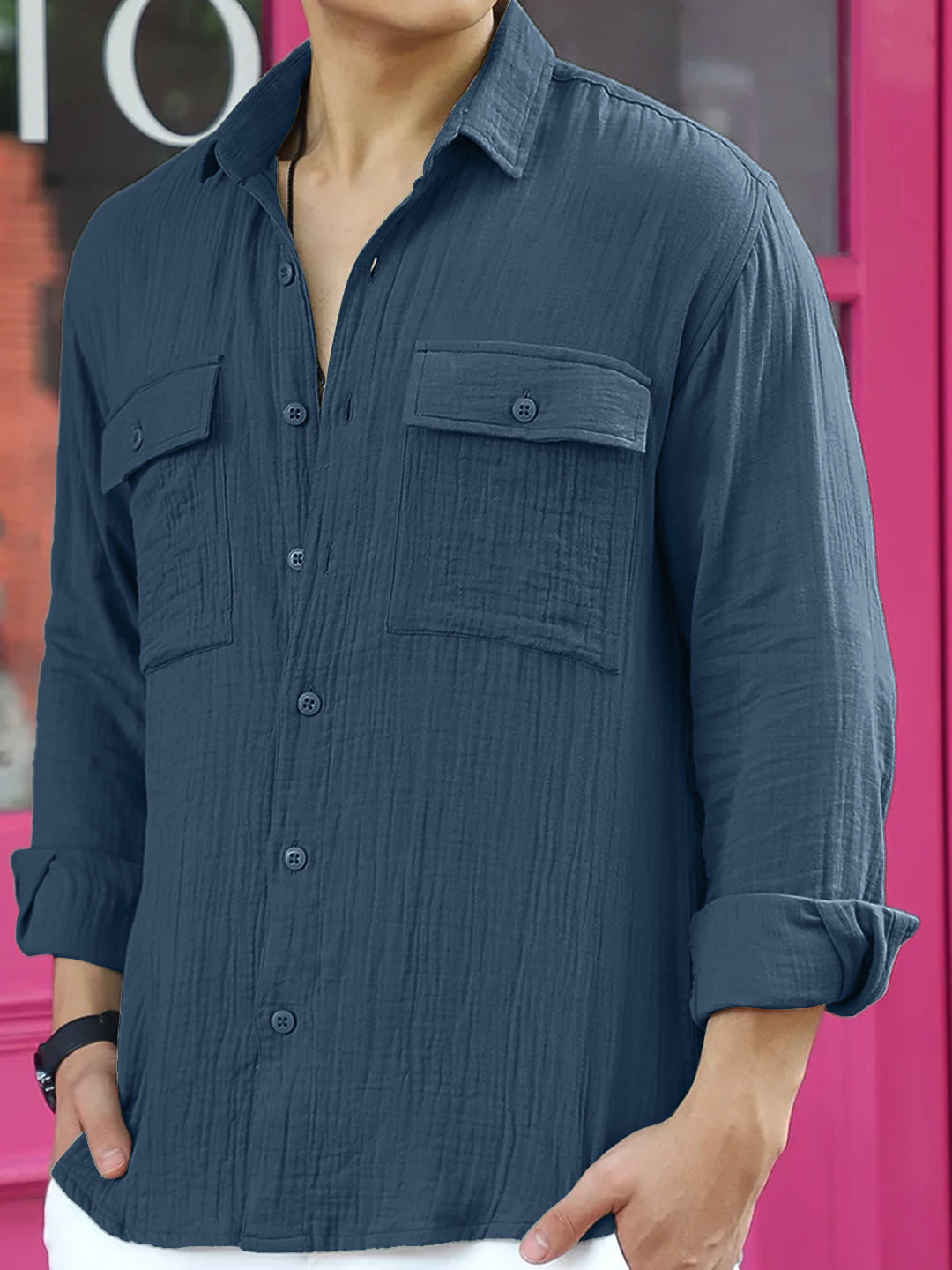 Vero Vibe Lucas Double Clothe Classic Blue Shirt