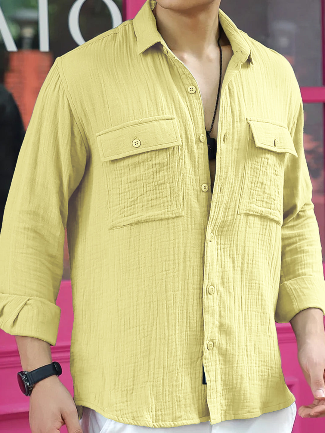 Vero Vibe Lucas Double Clothe Lemon Yellow Shirt