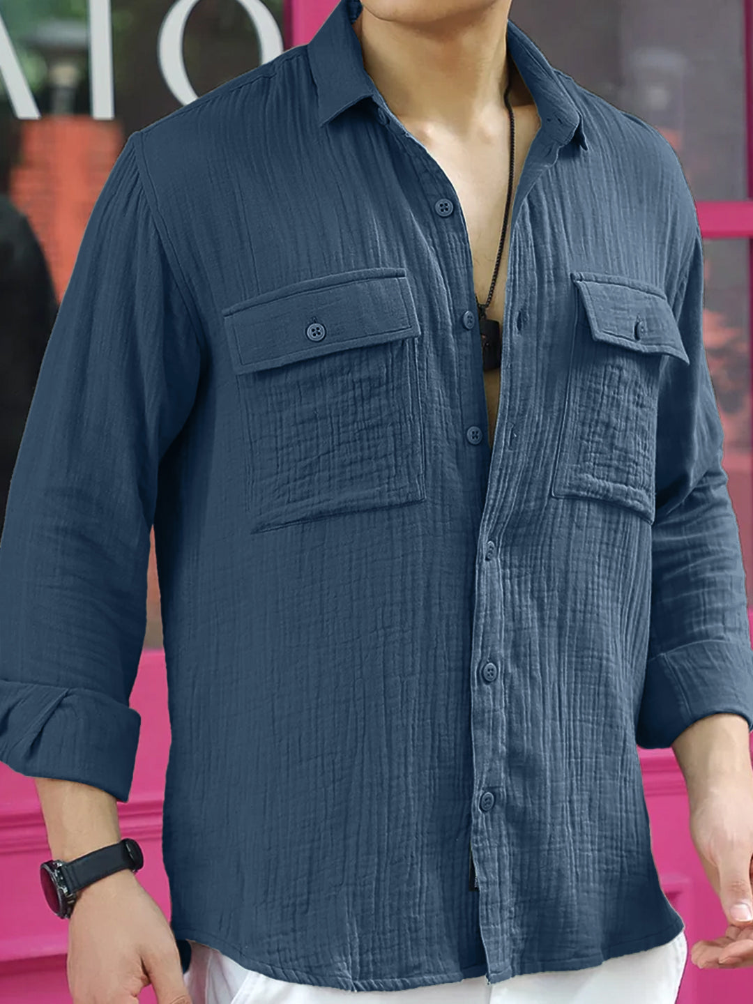 Vero Vibe Lucas Double Clothe Classic Blue Shirt