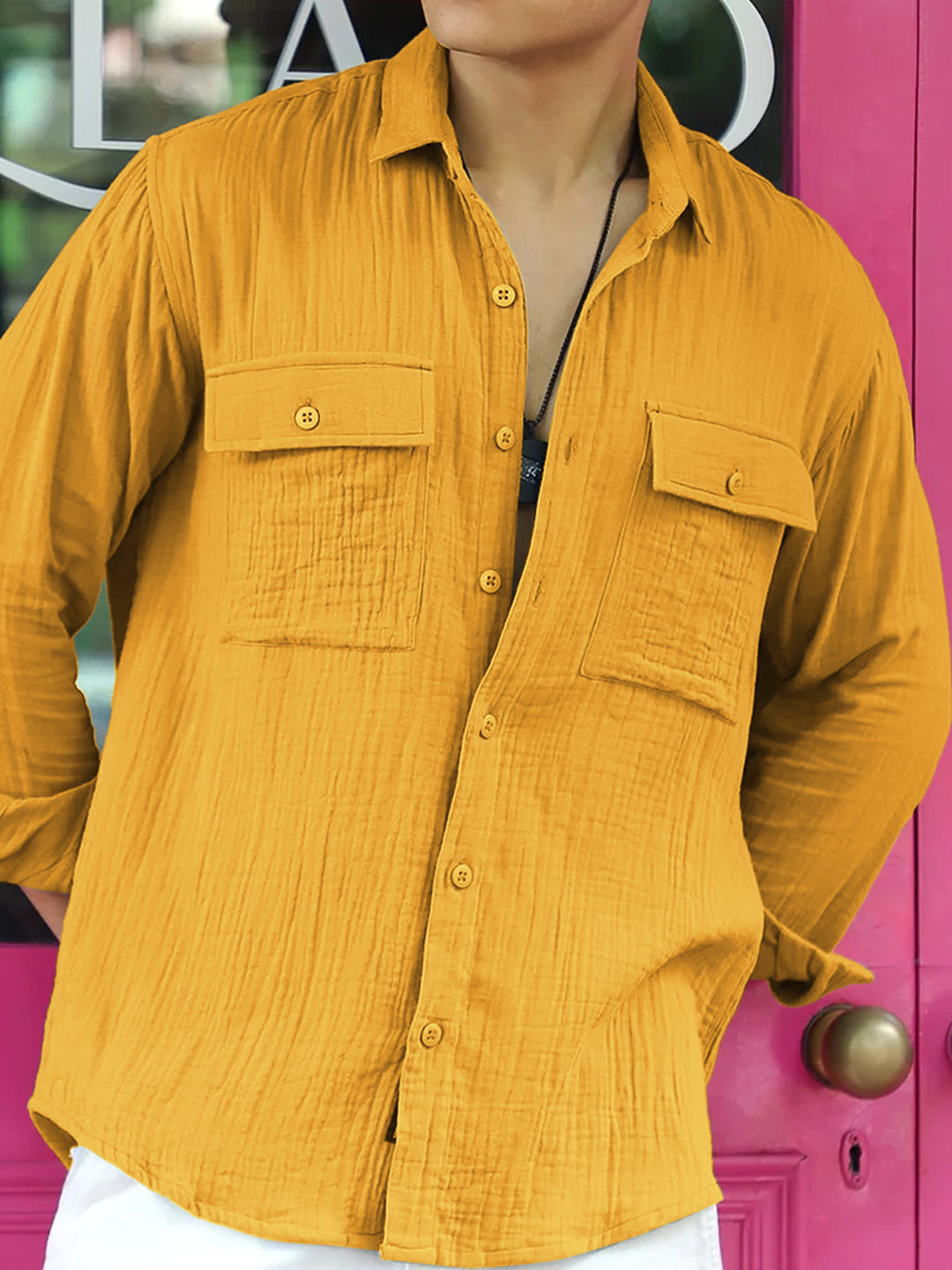 Vero Vibe Lucas Double Clothe Bright Yellow Shirt