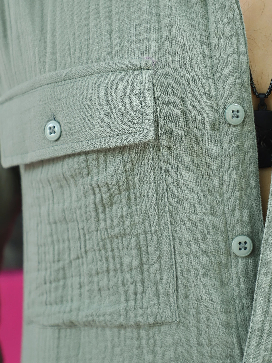 Vero Vibe Lucas Double Clothe Sage Green Shirt