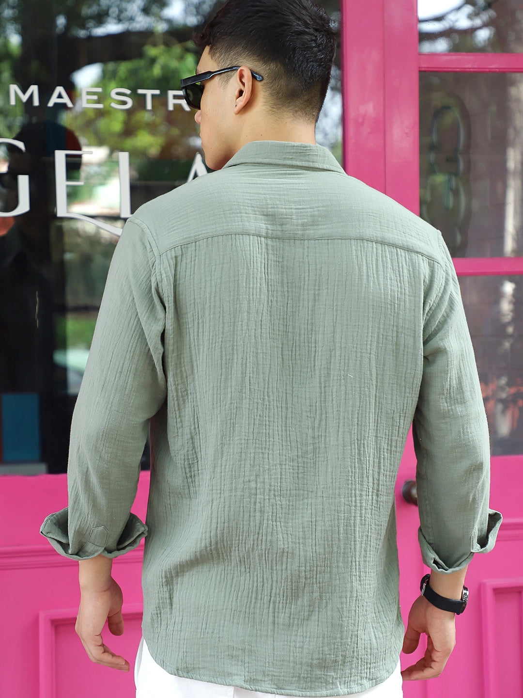 Vero Vibe Lucas Double Clothe Sage Green Shirt