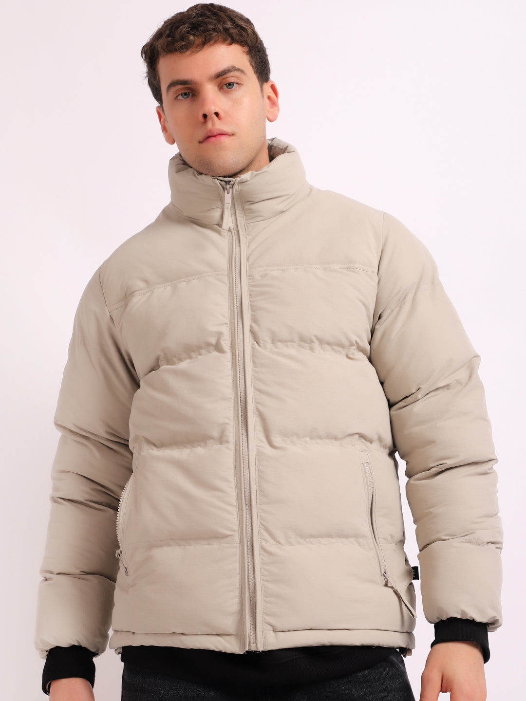 Northbound Beige Oversized Puffer Jacket
