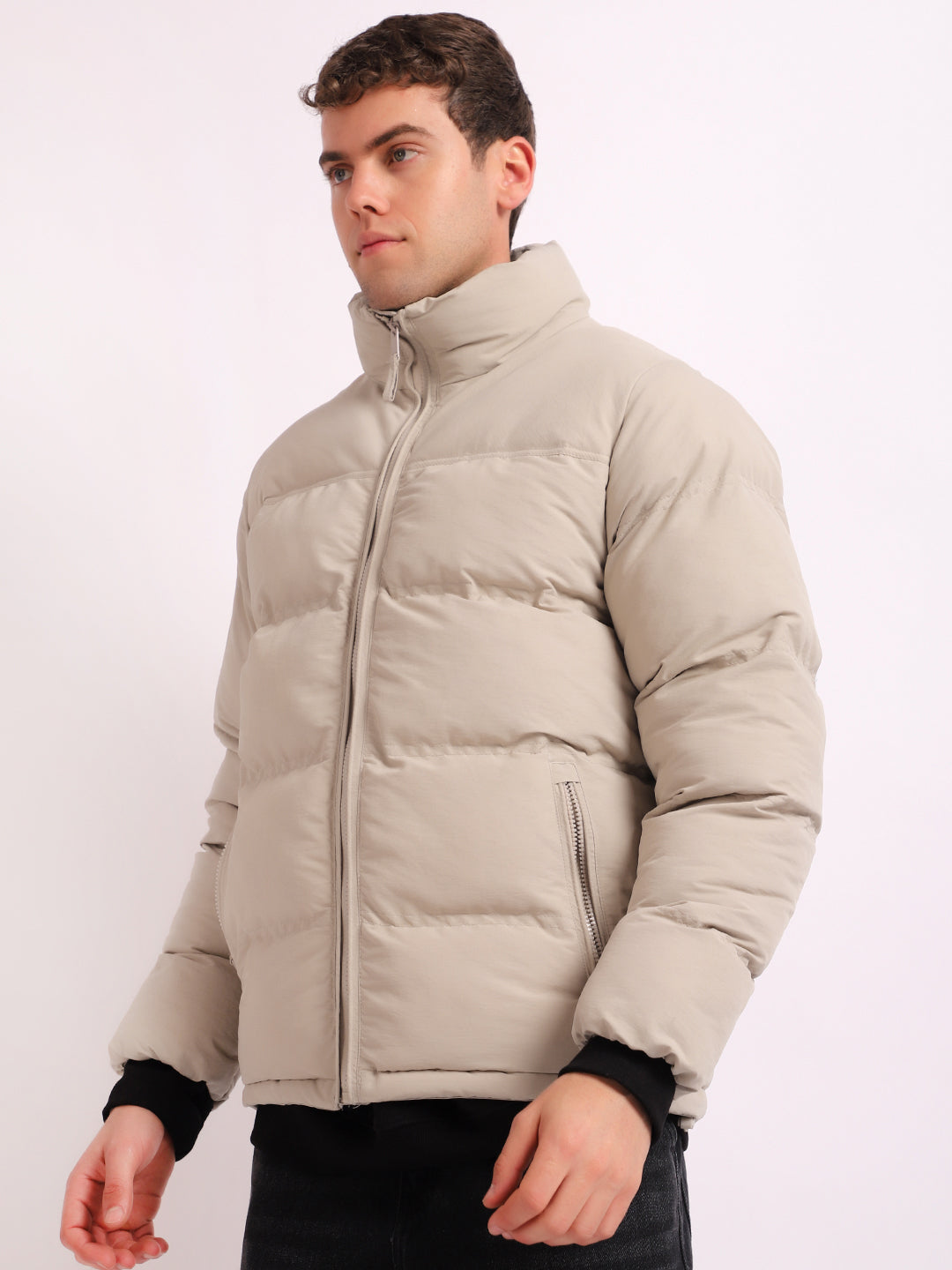 Northbound Beige Oversized Puffer Jacket