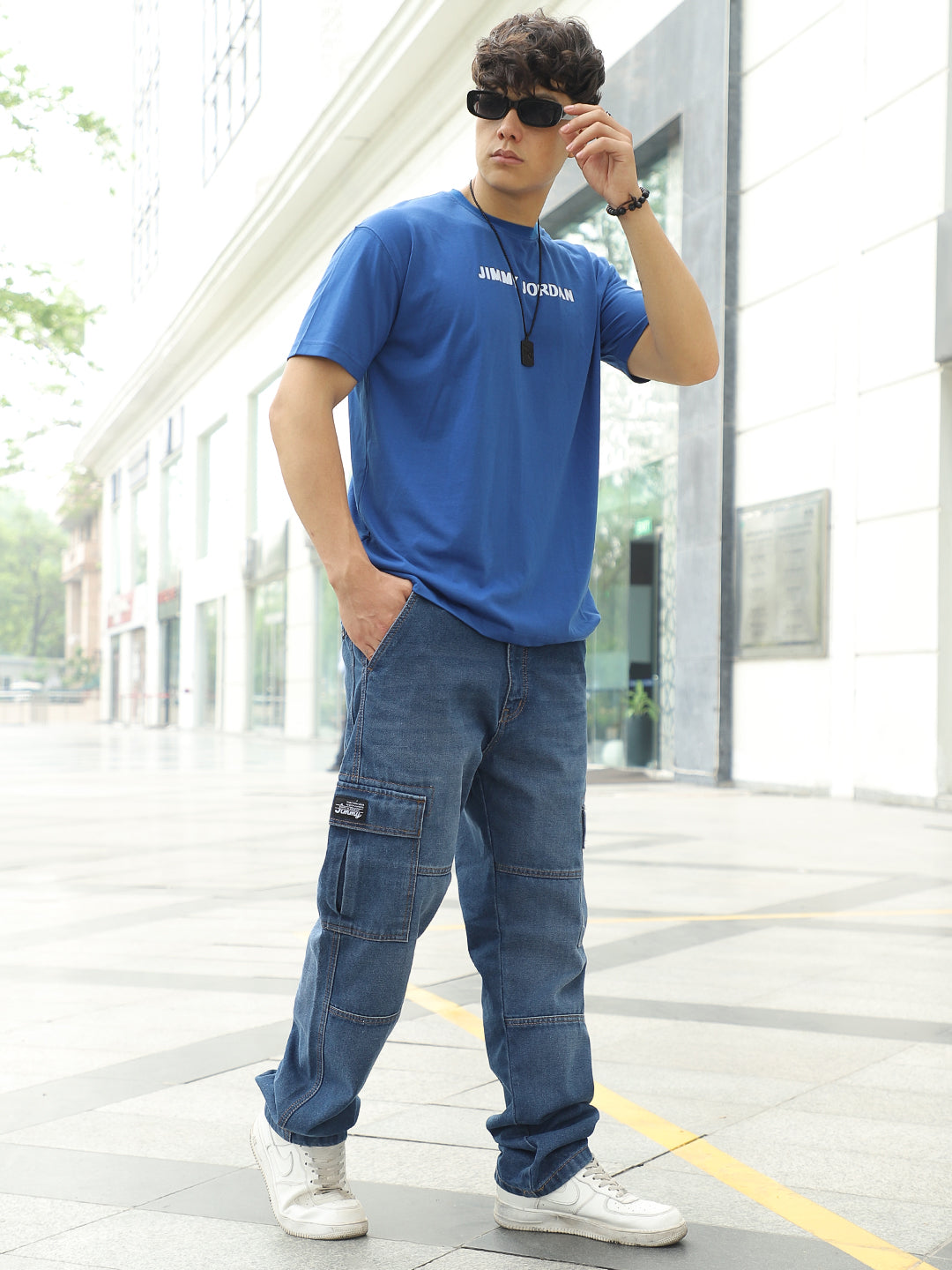 Dark Blue Denim Cargo