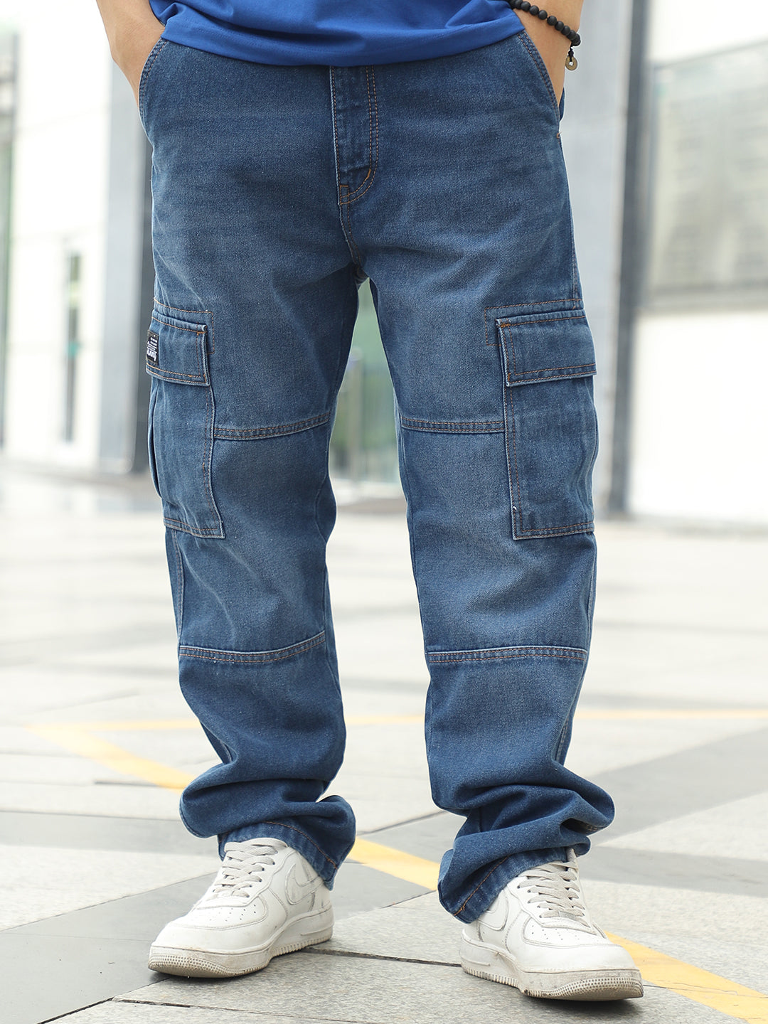 Dark Blue Denim Cargo