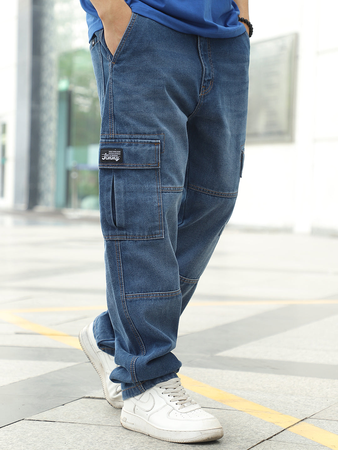 Dark Blue Denim Cargo