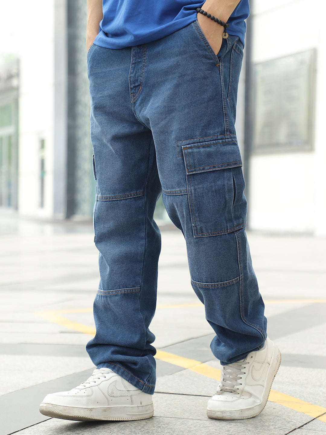 Dark Blue Denim Cargo