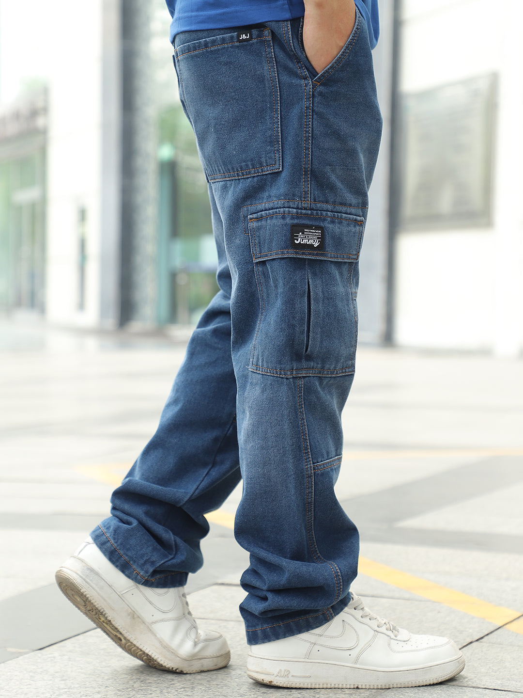 Dark Blue Denim Cargo