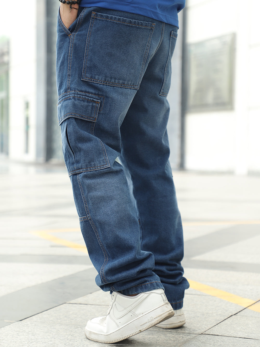 Dark Blue Denim Cargo